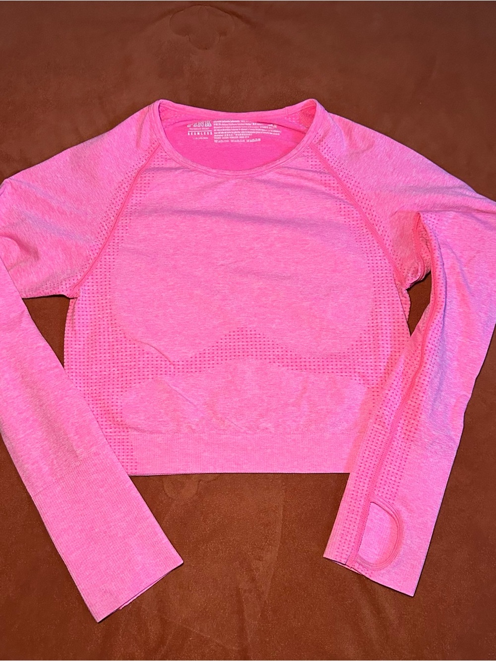 PINK Seamless Long-Sleeve Crop Top - Pink